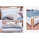 Кровать "Прованс " (с патиной и фрезеровкой/ мягкая спинка прошивка- квадрат)